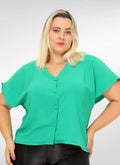 Blusa Feminina plus size com botao forrado