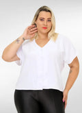 Blusa Feminina plus size com botao forrado