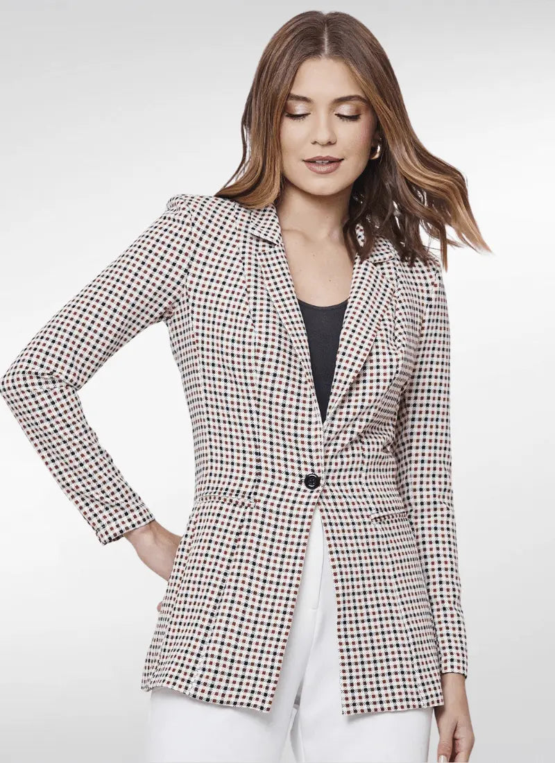 Blazer Feminino alfaiataria com ombreiras alongado