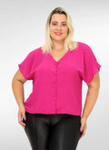 Blusa Feminina plus size com botao forrado