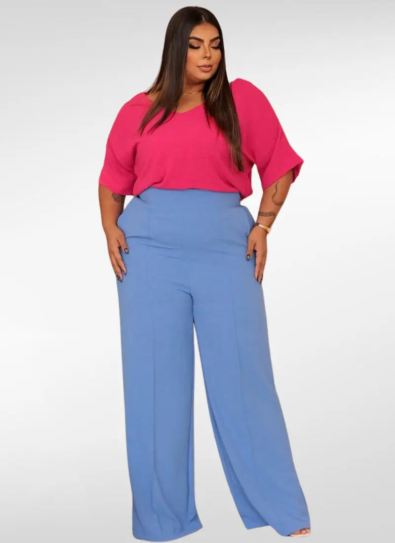 Calça Feminina plus size pantalona duna com forro