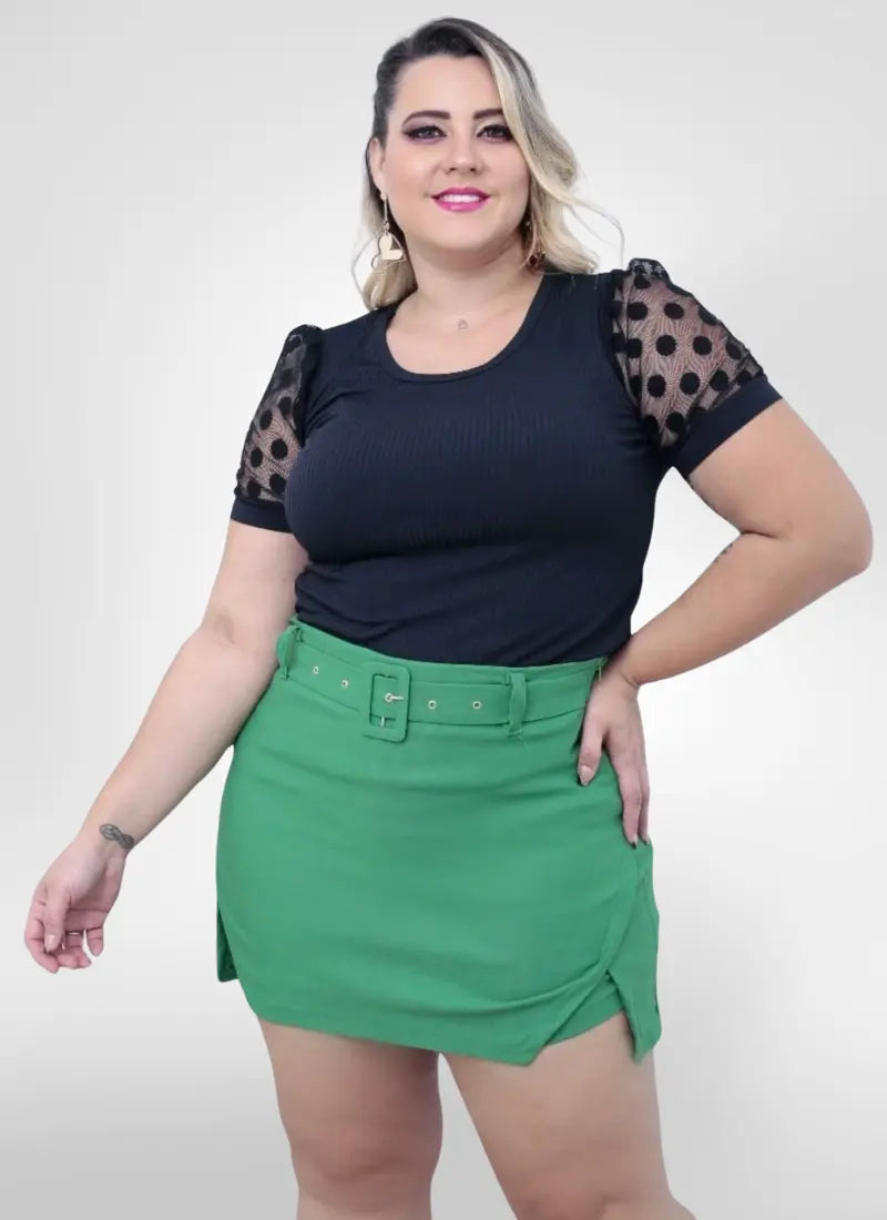 Short Saia alfaiataria plus size cintura alta