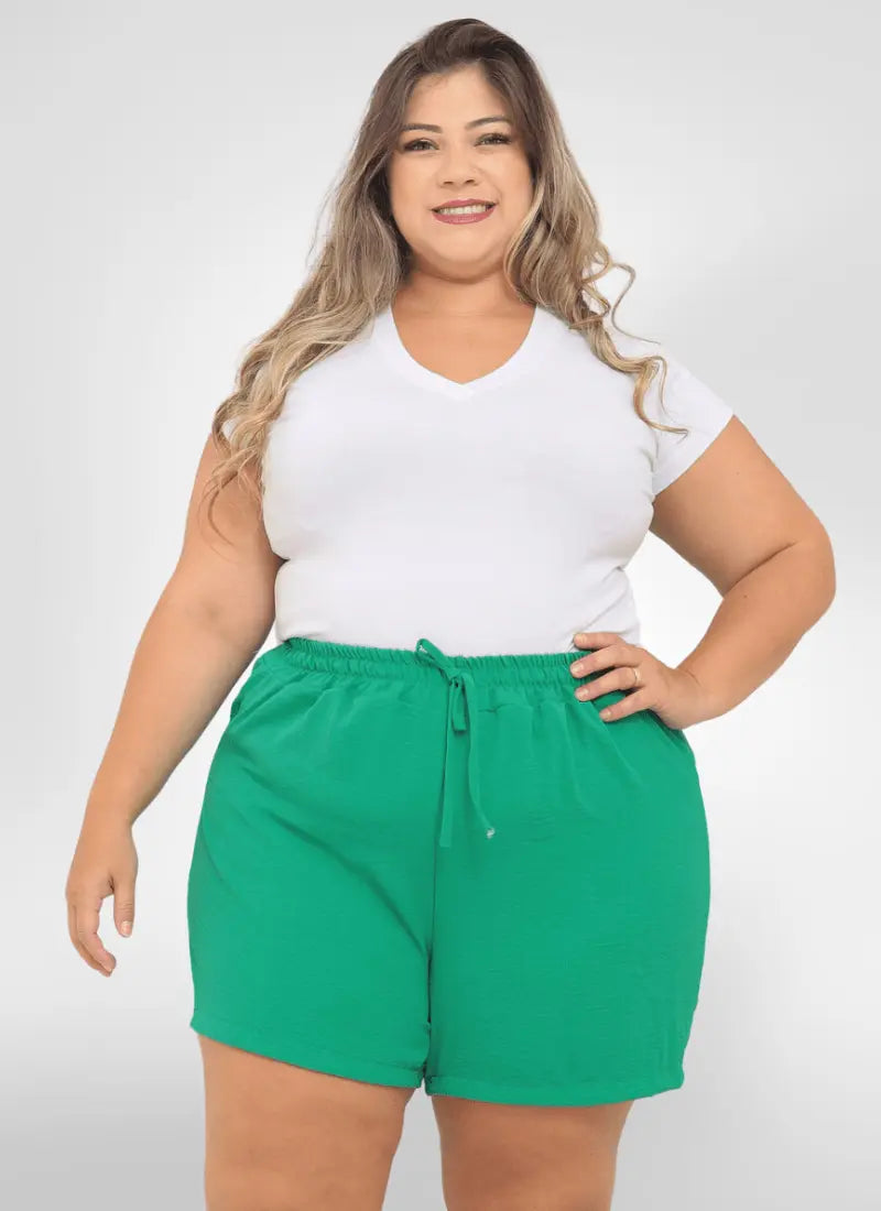 Short Feminino alfaiataria plus size tecido duna