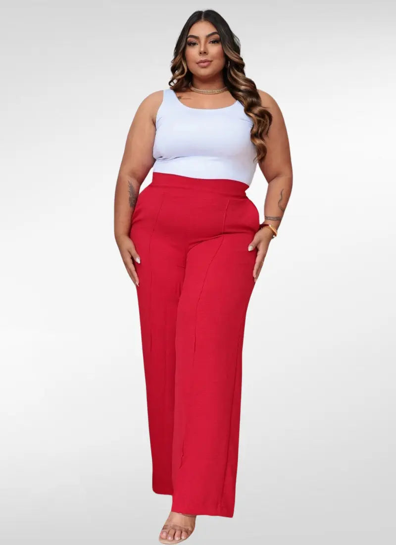 Calça Feminina plus size pantalona duna com forro