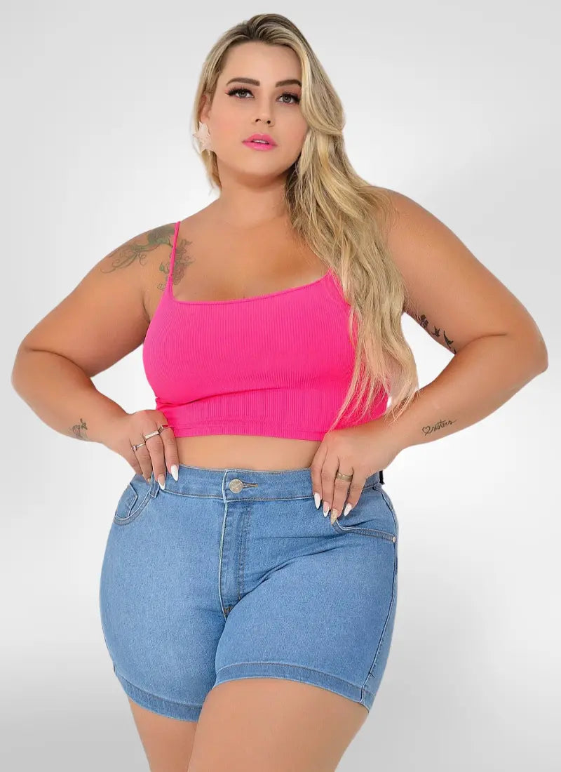 Bermuda Jeans Feminina plus size