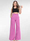 Calça Feminina Alfaiataria wide leg com abertura na cintura