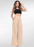 Calça Feminina Alfaiataria wide leg com abertura na cintura