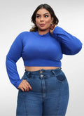 Blusa cropped plus size manga longa