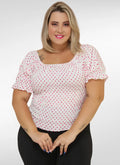 Blusa Feminina plus size estampa de bolinhas