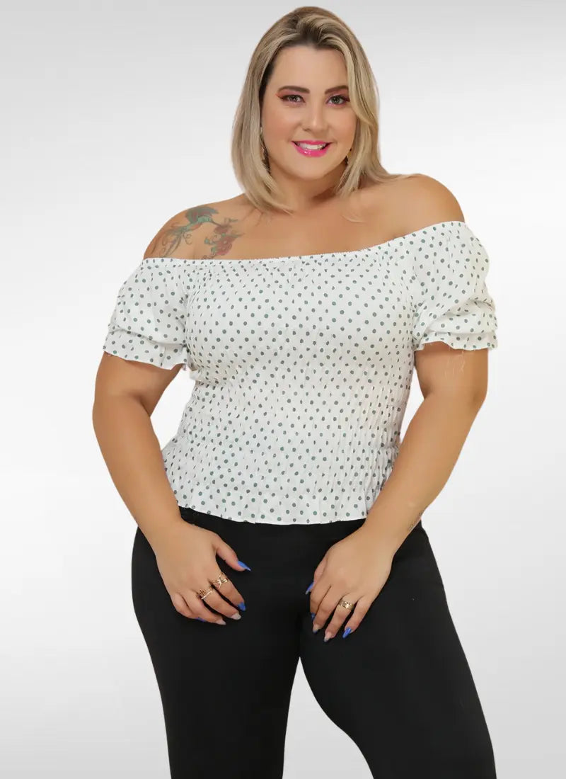 Blusa Feminina plus size estampa de bolinhas