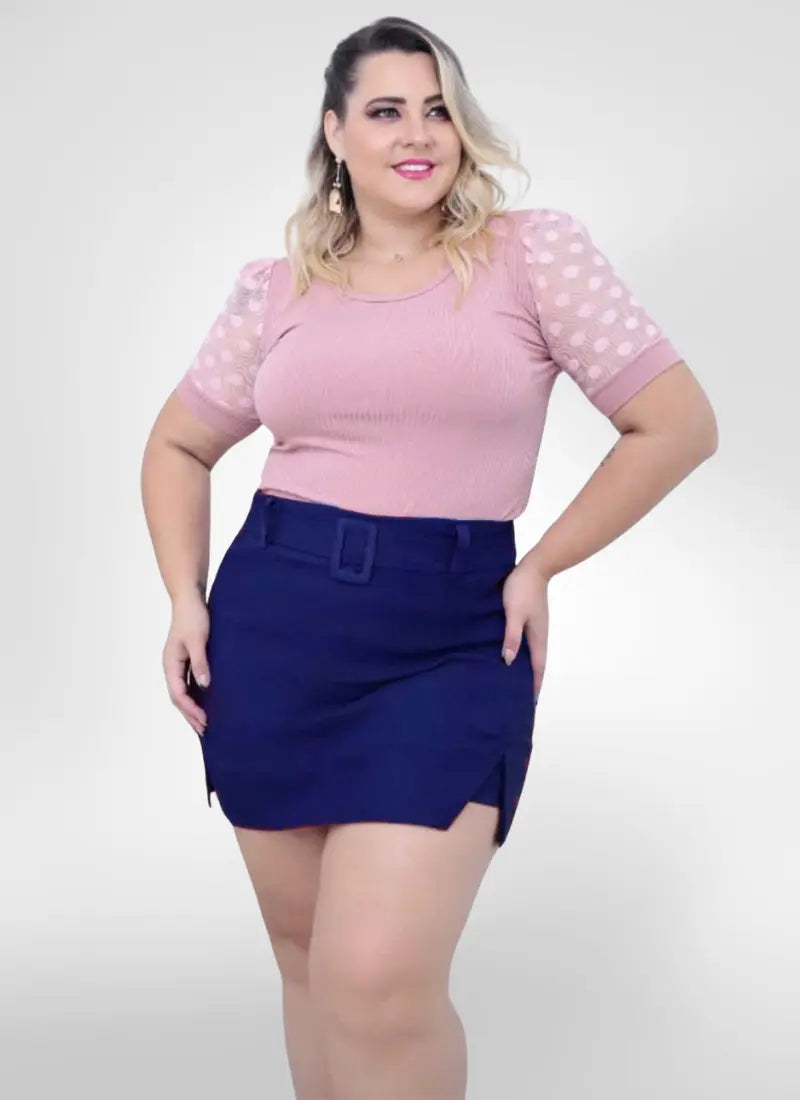 Short Saia alfaiataria plus size cintura alta