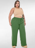 Calça Feminina plus size pantalona duna cintura elástica