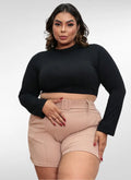 Blusa cropped plus size manga longa