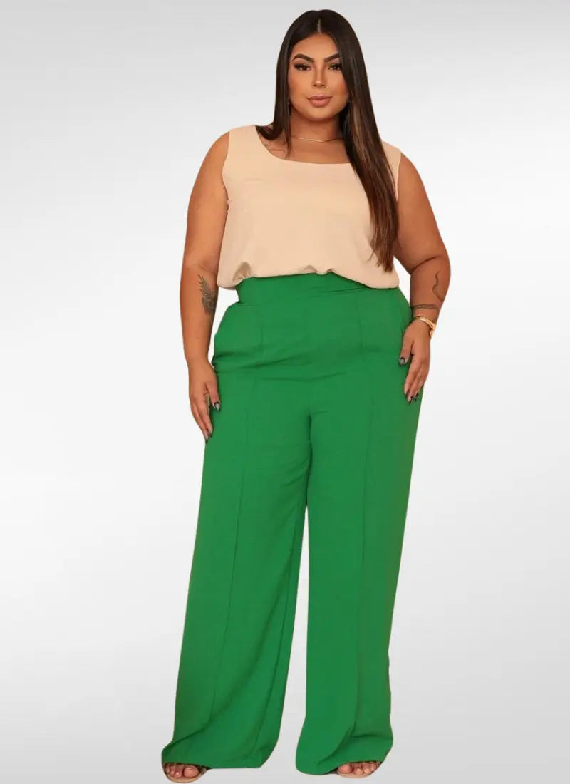 Calça Feminina plus size pantalona duna com forro