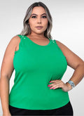 Regata Feminina plus size com pérola no ombro