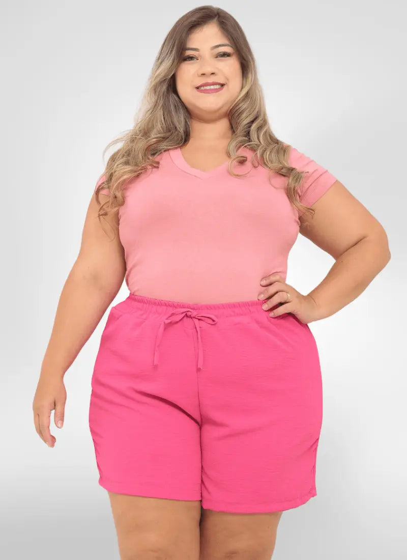 Short Feminino alfaiataria plus size tecido duna