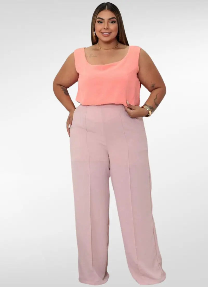 Calça Feminina plus size pantalona duna com forro